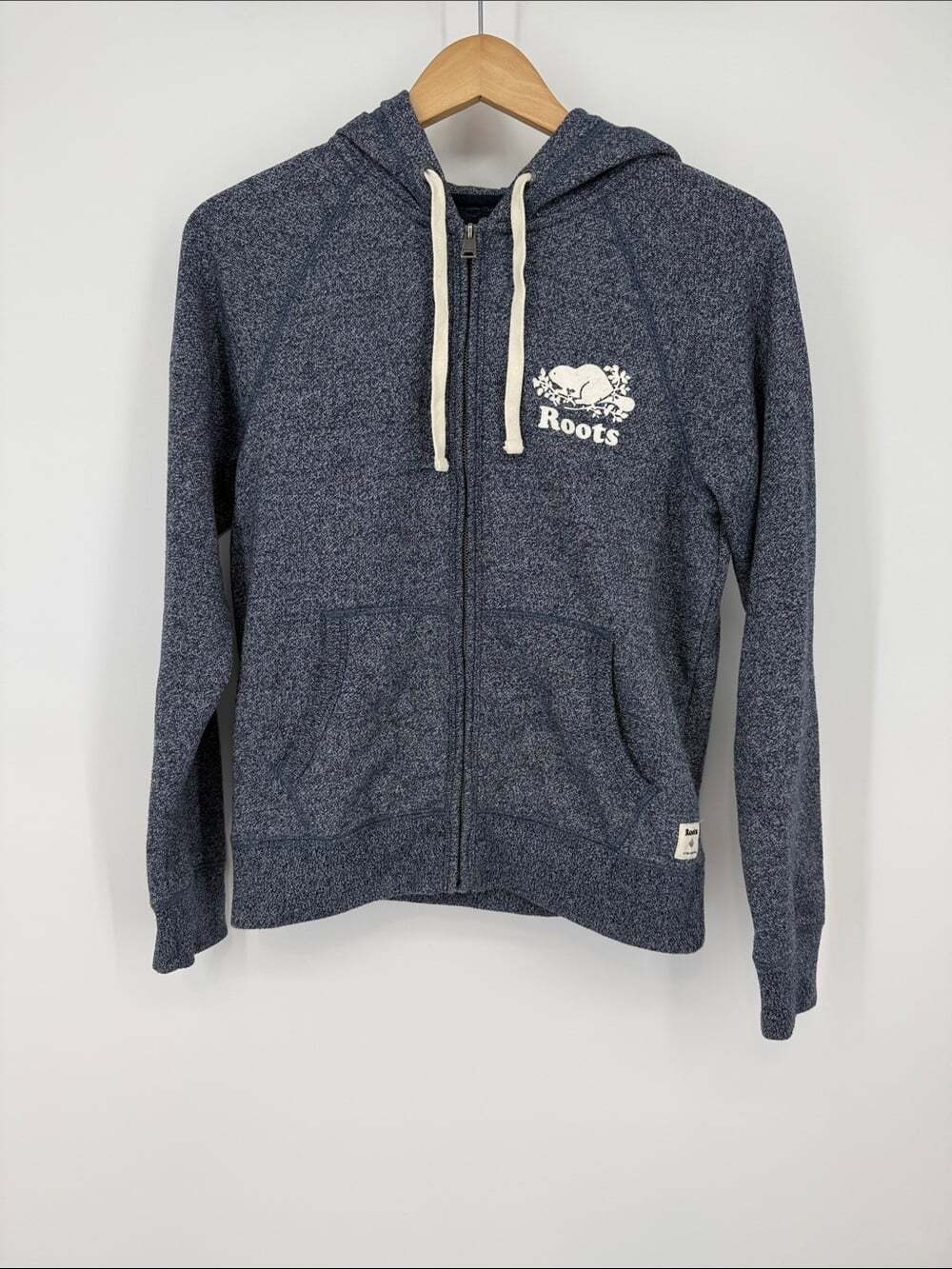 Roots Navy Heather Full-Zip Hoodie with White Logo